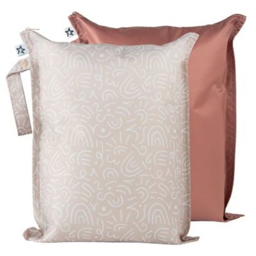 Tiny Twinkle Mess-Proof Waterproof Washable Baby/Toddler Wet Bags for Diapers, Swimsuits and Travel (Unisex Checkers)