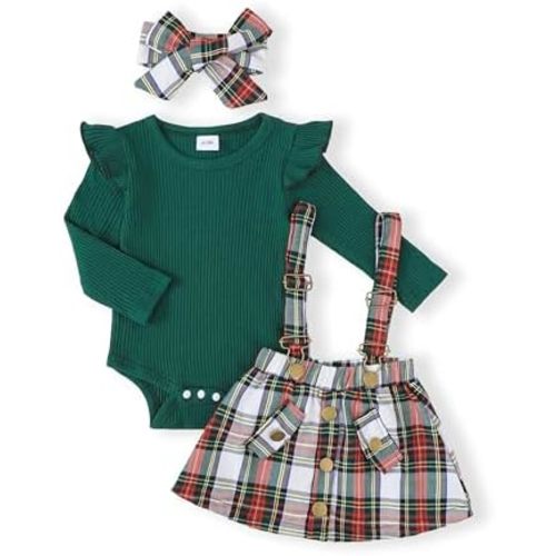 Newborn Infant Baby Girl Dress Clothes Winter Outfits Top Romper Overalls Dresses Suspender Skirt Set for Girls