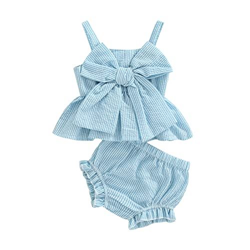 Newborn Baby Girls Summer Shorts Clothes Sleeveless Daisy Print Bow Cami Tops PP Front Bowknot Outfits Set