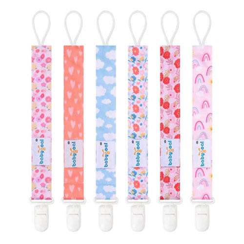Babygoal Pacifier Clips, 6 Pack Pacifier Holder for Boys and Girls Fits Most Pacifier Styles & Baby Toys and Baby Gift 6PS36