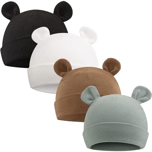 PESAAT Newborn Hospital Hat 0-12Months Preemie Boys Girls Beanie Solid Infant Baby Hats Autumn Winter