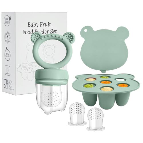 WeSweet Baby Fruit Feeder Pacifier - Silicone Baby Food Feeder- Breastmilk Popsicle Freezer Molds for Baby Teething & Infant Self Feeding (Green)