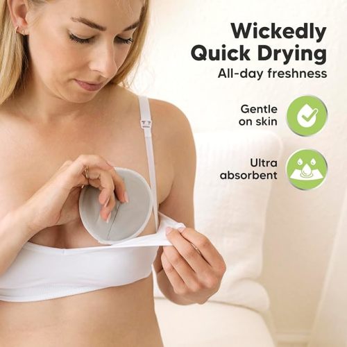 Organic Nursing Pads - 14 Washable Viscose Derived from Bamboo Breastfeeding Pads, Wash Bag, Reusable Breast Pads for Breastfeeding, Nipple Pads for Breastfeeding Essentials(Pink Sand, L 4.8")