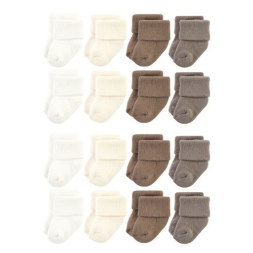 Hudson Baby Cotton Rich Baby Terry Socks 16-Pack, Color: Solid beige brown, Size: 0-6 months
