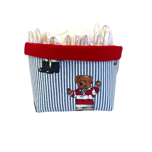 Storage Organizer Bin in Iconic Vintage Ralph Lauren Polo Bear Fabric - 3 Sizes, perfect for nurseries, crafts, and more!