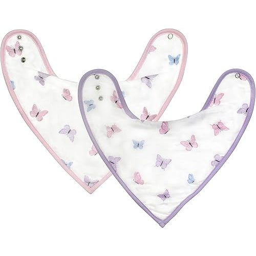 Bamboo Little Baby Bibs (Pack of 2) - Bibs with Adjustable Snaps- Absorbent Terry Backing