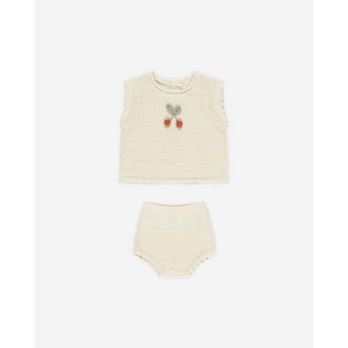 Scallop Knit Baby Set || Cherry