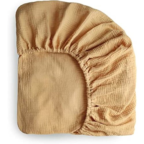 mushie Extra Soft Muslin Fitted Crib Sheet | 192 Thread Count | 28"x 52" (Fall Yellow)