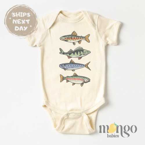 Cute Fish Baby Bodysuit Going Fishing Kid Tshirt Retro Fish Baby Shower Gift for Newborn Clothes Cute Fishing Shirt for Toddler Tshirt Trout