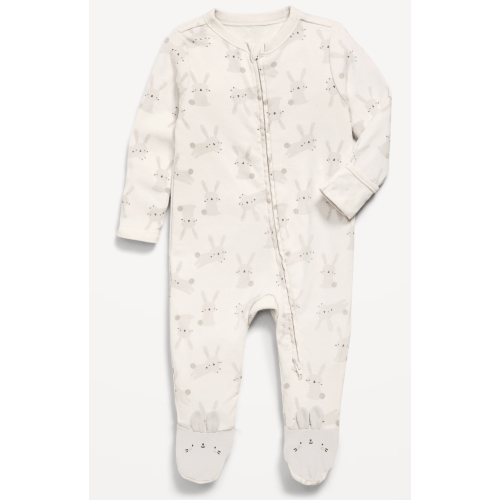 Newborn PJs with mittens- grey bunnies