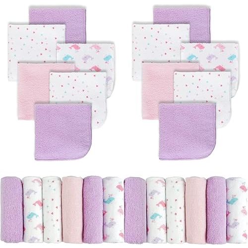 Viviland Baby Washcloths, Soft 24 Pack Baby Wash Cloths Unisex for Boys Girls, Super Absorbent Baby Face Towel Gentle on Sensitive Skin, Wash Clothes for Baby Face & Body, 9''x 9''