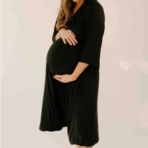 Lila Labor & Postpartum Gown in Black