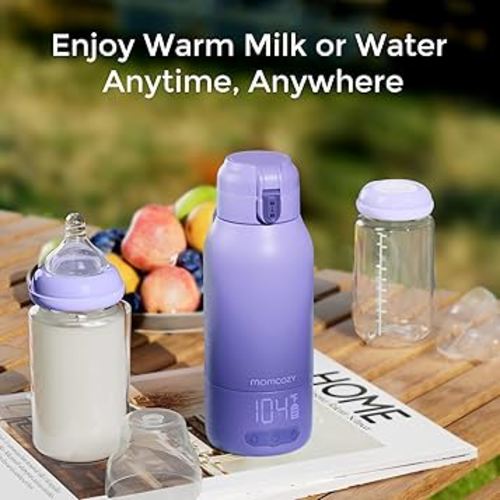 Momcozy Portable Milk Warmer for Travel – Dual Heating Modes for Breast Milk & Water, Portable Bottle Warmer with Fast Heating & Long Battery Life, 17 Ounces Large Capacity to Meet Your All-Day Needs