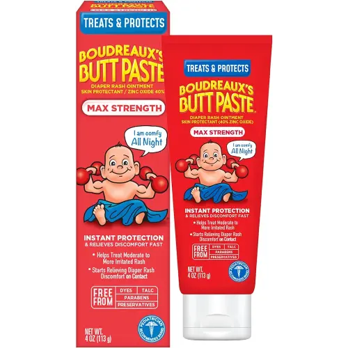 Boudreaux's Butt Paste Maximum Strength Diaper Rash Cream, Ointment for Baby, 4 oz Tube
