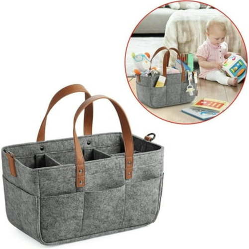Baby Diaper Caddy Organizer 9l Large Baby Nursery Storage Tote Car Organization For Diapers, Baby Wipes And Lotion Felt Diaper Caddy Organizer For Changing Table Baby Shower Gift For New Moms
