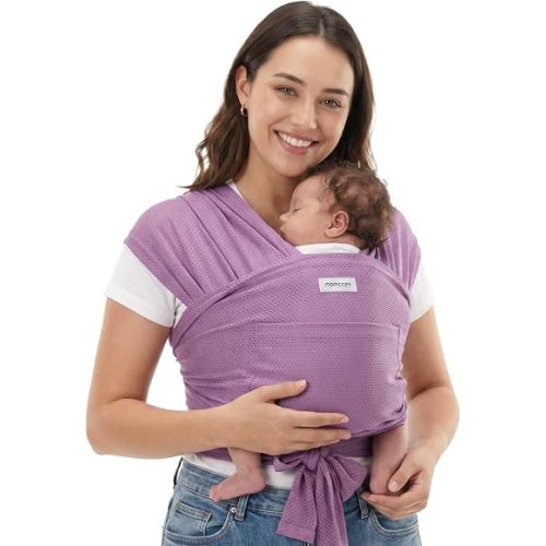 Momcozy Baby Carrier AirMesh - The Perfect Summer Water Sling for Newborns to Toddler 8-35 lbs - Cooling, Breathable and Lightweight Baby Wrap, Nice for Summer, Pool, Beach, Swimming, Lavender Mist