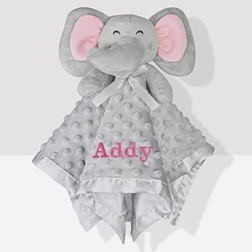 Elephant Baby Blanket, Loveys for Babies, Personalized Security Blankets for Babies, New Baby Gifts Ideas - Soft Security Baby Snuggle Toy