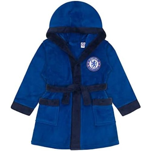 Chelsea FC Baby Dressing Gown Toddler Robe Hooded Fleece OFFICIAL Gift
