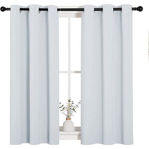 NICETOWN Greyish White Blackout Curtains for Bedroom 34" w x 45" L 2 Panels