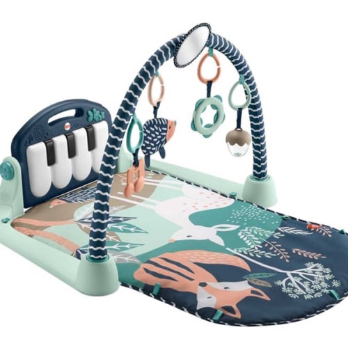 Fisher-Price Baby Playmat Kick & Play Piano Gym with Musical and Sensory Toys for Newborn to Toddler, Navy Fawn