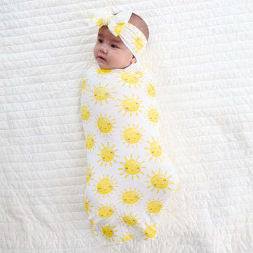 Little Sleepies Sunshine Swaddle & Luxe Bow Headband Set