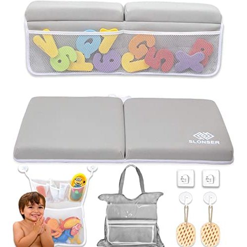 Bath Kneeler and Elbow Rest Pad Set, Bathtub Kneeler Pad, Baby Bath Elbow and Knee Pad, Bathtub Kneeler and Elbow Rest Set, Tub Kneeler Pad and Arm Rest Mat, Bath Kneeling Pad for Bathing Baby, Gray