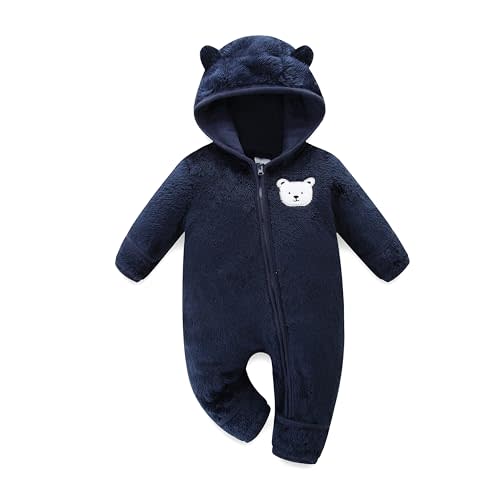 Hikido Baby Fleece Winter Jumpsuit Outfits Cute Cartoon Comfy Snowsuit Fluffy Romper for 0-18M