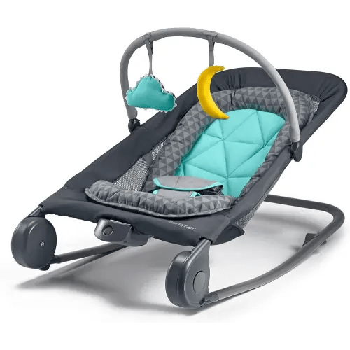 Summer Infant 2-in-1 Bouncer & Rocker Duo (Gray and Teal) Convenient and Portable Rocker and Bouncer for Babies Includes Soft Toys and Soothing Vibrations