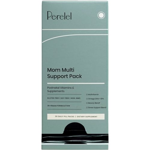 Perelel Mom Multi Support Pack - Postnatal Vitamins for Women to Support Post Partum, Breastfeeding + Early Motherhood* - Gluten, Soy and Dairy-Free Non-GMO (30 Daily Pill Packs)