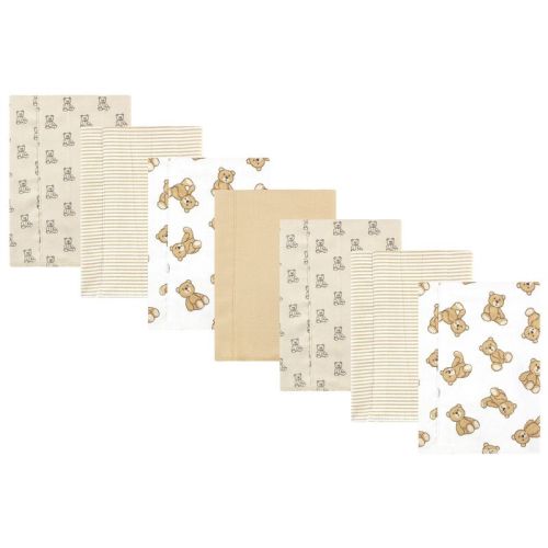 Hudson Baby Cotton Flannel Burp Cloths, Teddy Bears 7 Pack, One Size