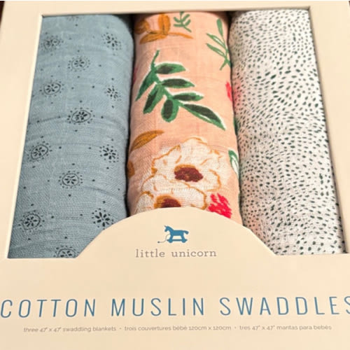 3-Pack Cotton Muslin Swaddle Blankets