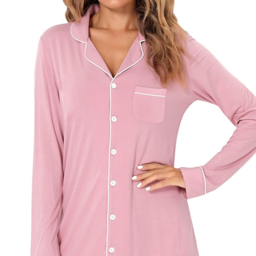 Anjue Pajama Nightgowns for Women Button Down Pajamas Tops Short/Long Sleeve Sleepwear Sleep Shirts Nightdress S-XXL