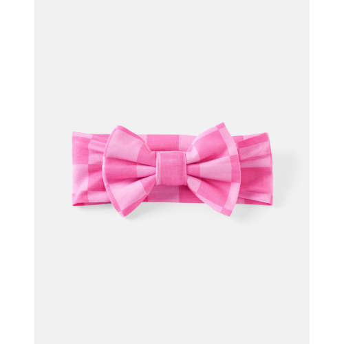 Sweet Raspberry Checks Luxe Bow Headband | Little Sleepies
