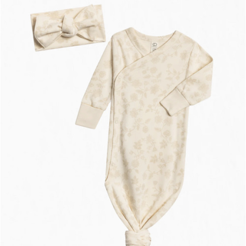Organic Kimono Gown and Bow Wrap Set