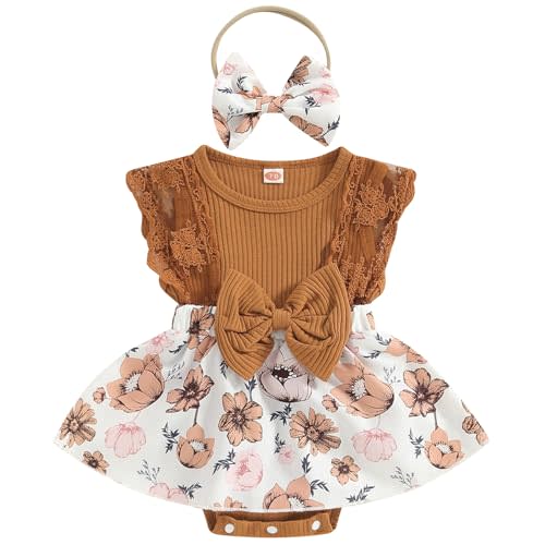 Mubineo Baby Girl Summer Clothes Outfits Sleeveless Lace Floral Romper Dress Newborn Outfit