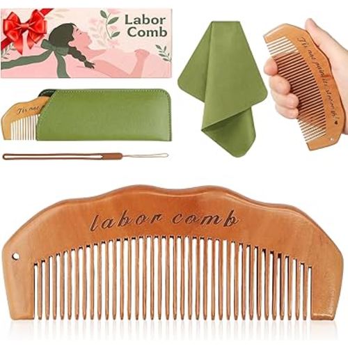 Birth Comb for Labor Pain, Natural Wooden Labor Combs for Women Pregnancy, pregnancy hospital bag essentials＆Delivery Essentials, Baby Comb ＆ Shower Comb for New Mom Gifts