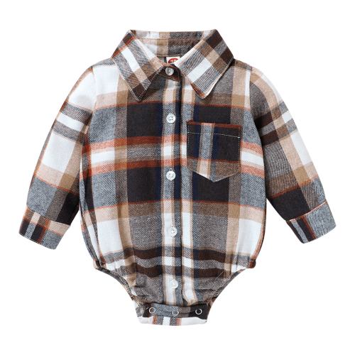 Younger Tree Newborn Baby Boy Girl Christmas Long Sleeve Plaid Flannel Shirt Romper Clothes Outfits for 6-12 Months