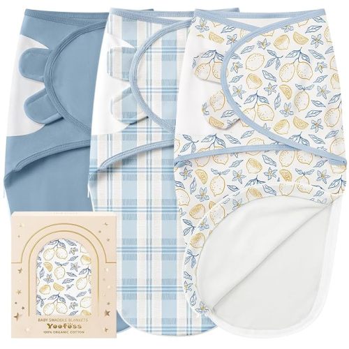 Yoofoss Baby Swaddles for Newborns 100% Organic Cotton, Adjustable Swaddle 0-3 Months 2 Zippers Newborn Swaddle Sack, Breathable Soft Durable
