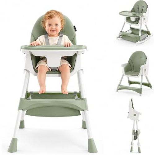 HARPPA Baby High Chair, 6-in-1 Foldable Toddler Chair with Double Tray