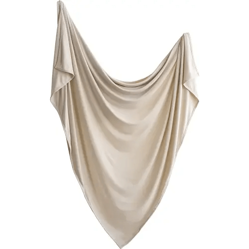 mushie Stretchy Baby Swaddle Blanket | Extra Soft & Snug Fit | 47"x47" (Fog)