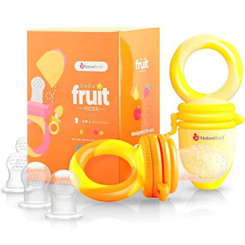 NatureBond Baby Food Feeder/Fruit Feeder Pacifier (2 Pack) - Infant Teething Teether | Includes Additional Silicone Sacs