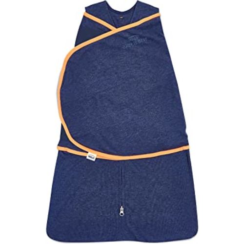 HALO Baby Sleepsack Swaddle Wearable Blanket, 3-Way Adjustable Infant Sleepsack, TOG 1.5, Ideal Temp, Navy/Orange, Newborn, 0-3 Months, 6-12 Pounds