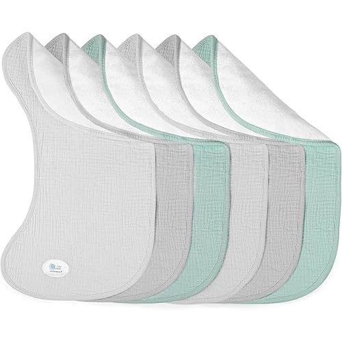 lulumoon Muslin Burp Cloths for Babies: 100% Soft Cotton Large Burping Cloths - Neutral Baby Burp Rags for Boy and Girl - Absorbent Burp Cloth for Spit-Ups 6 Pack