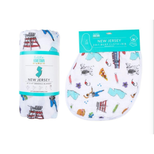 Gift Set: NJ Baby Muslin Swaddle Blanket & Burp Cloth Combo – Little Hometown