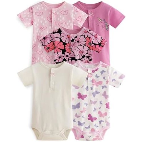 Yoofoss Baby Bodysuits 100% Organic Cotton Short Sleeve Infant Romper for Boy and Girl Baby Clothes, Soft Breathable