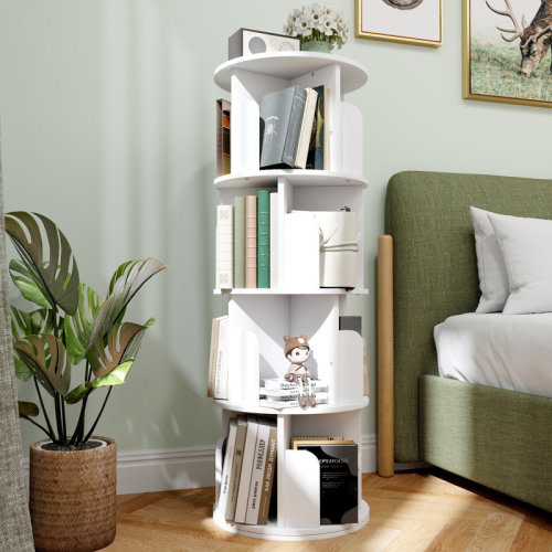 Ebern Designs Hildelind 51.2-63.6"H 360° Rotating Bookcase, Storage and Display Bookshelf for Home Office and Living Room & Reviews | Wayfair
