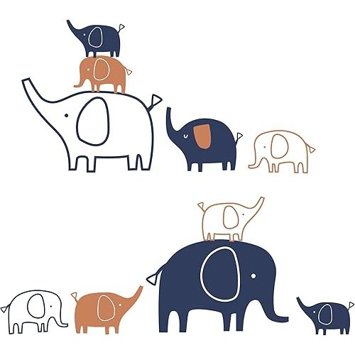 Lambs & Ivy Playful Elephant Blue/White/Caramel Nursery Wall Decals/Stickers