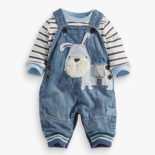 Cute Baby Boy Clothes Suit Toddler Boys' Striped long Sleeve T-Shirt+Denim Overalls Jumpsuit Pants Outfits Sets