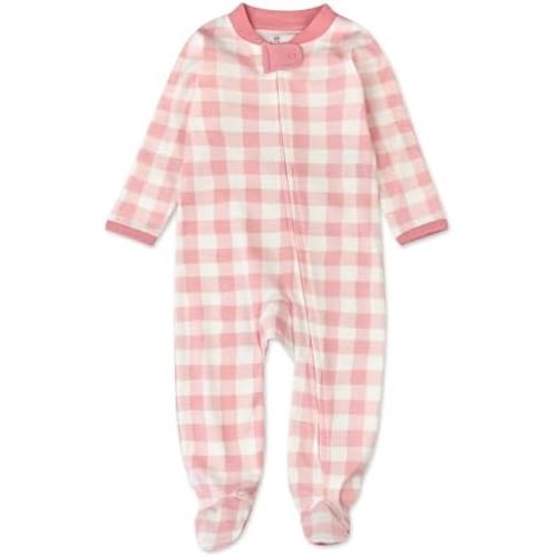 HonestBaby Baby Girls' Sleep and Play Footed Pajamas One-Piece Sleeper Jumpsuit Zip-front Pjs Organic Cotton