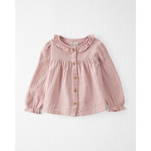 Baby Organic Cotton Gauze Button-Front Top in Perfect Pink

 - Little Planet | Carter's